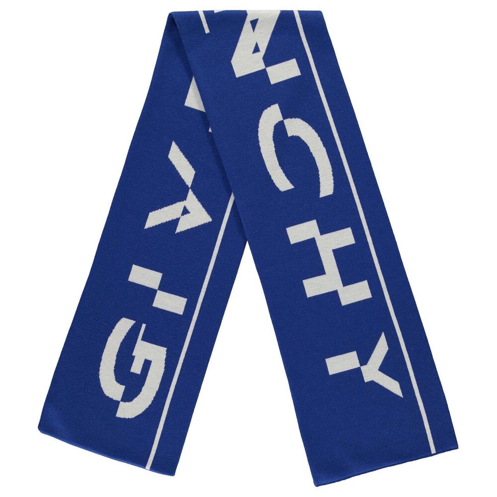 #Givenchy Off Center Logo Scarf Blue New